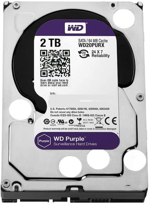 Western Digital Purple 2TB Surveillance Hard Disk Drive - 5400 Rpm Class Sata 6Gb/S 64Mb Cache 3.5 Inch Wd20Purx