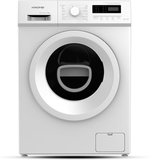 Krome 7Kg 1400 RPM Front Loading Washing Machine, LED Display With BLDC Inverter Motor, 12 Wash Programs, 4 Star Energy Efficient With Variable Temperature Setting, White - KR-WFL70SI