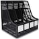 Joyelife Plastic Desktop Shelf 4 Sections Magazine File Document Folder Book Frames Dividers Cabinet Shelve Display and Storage Organiser for Home or OfficeBlack