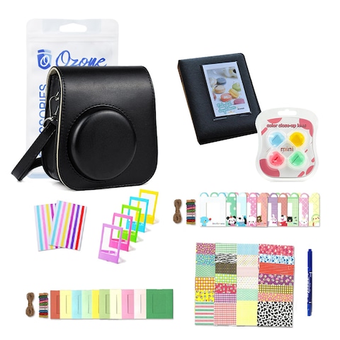 O Ozone - Fujifilm Accessories Set, Instax Mini 11 Case PU Leather with Strap - Black