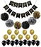 Doreen BLACK and GOLD PARTY DECORATIONS Perfect Adult Birthday Decorations |Happy Birthday Banner Black,Gold Balloons and Paper Pom Poms Party Supplies for Birthday Decoration(GC782A)