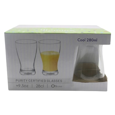 Illumine Cool Glass Tumbler Set (280ml) Clear