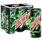 Buy Mountain Dew Carbonated Soft Drink Cans 330ml Pack of 6 in UAE