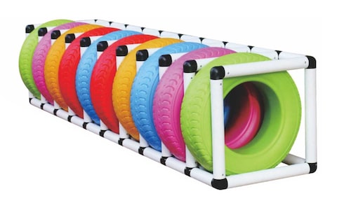 Rbwtoys Colourfull 10 Tyres Set With Tyres Rack - Fitness And Training Set For Kids RW-16610 120&times;60&times;85cm
