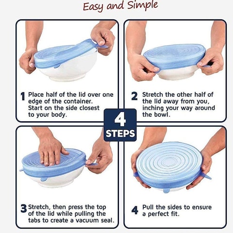 Generic 6Pcs Sets Universal Silicone Stretch Suction Lid-Bowl Pot Lids Fresh-Keeping Cover