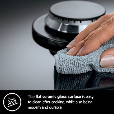 AEG Gas Hob Built-In, 90cm, 5 Burner, Glass Finish, Touch Control, HVB95450IB, Made In Italy (1 Year Warranty)
