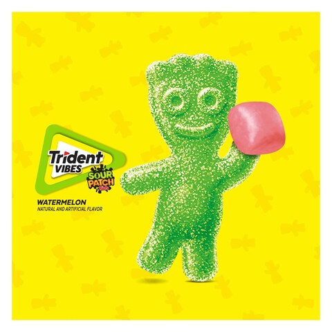 Trident Vibes Sugar Free Sour Patch Watermelon Bubble Gum 115g (40 Pieces)