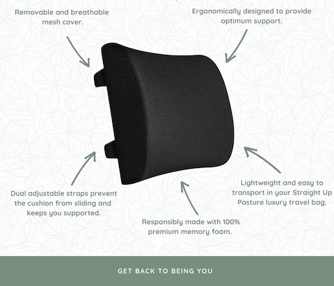 Lumbar Support Pillow - Ergonomic Memory Foam for Back Support and Pain