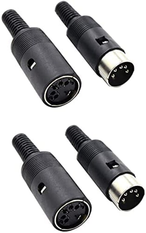2 Sets 5Pin Female + Male DIN Adapter Socket Audio AV Connector Black