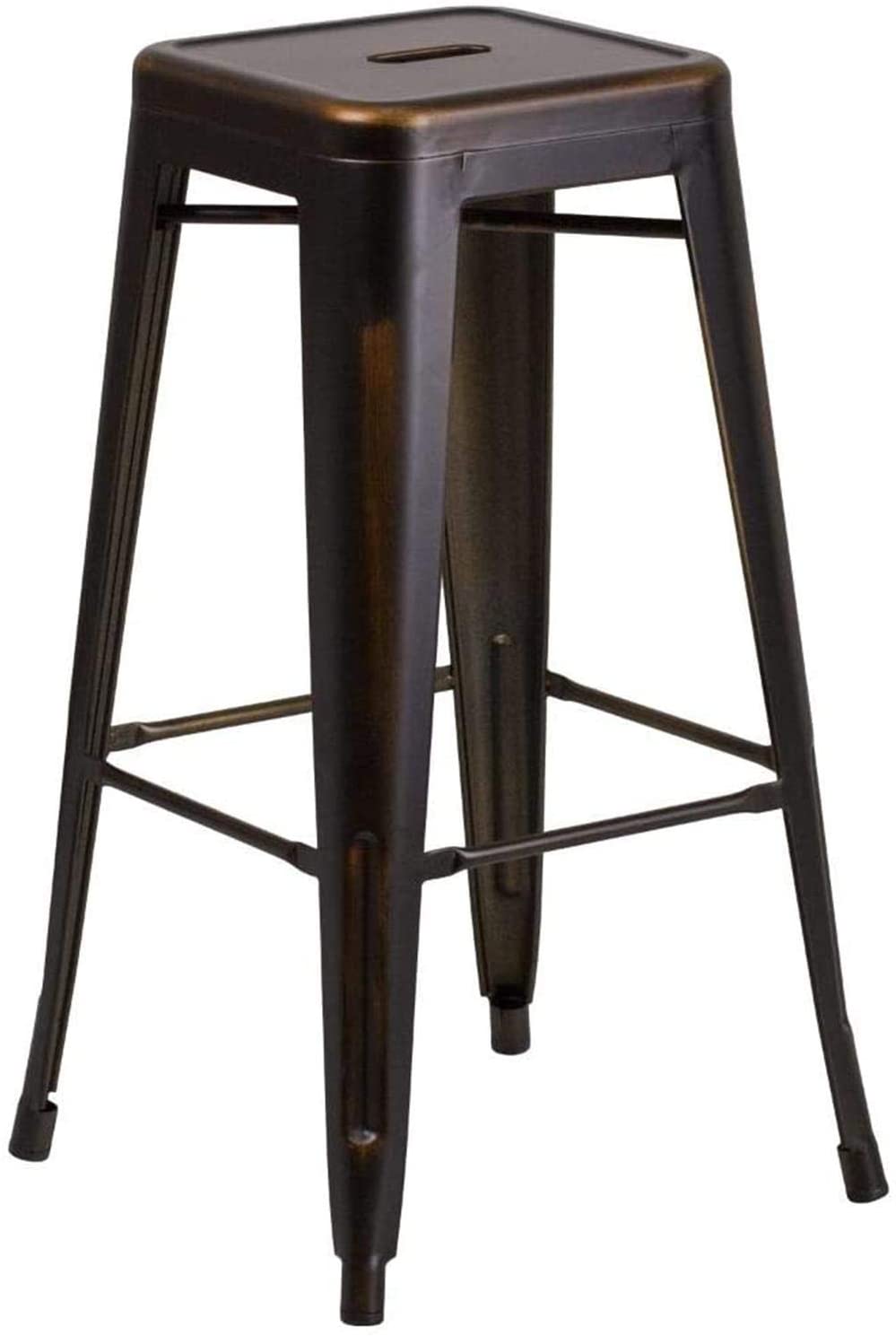 LANNY 75cm High Antique Metal Indoor-Outdoor Barstool High Chair D7 BRONZE with Square Seat