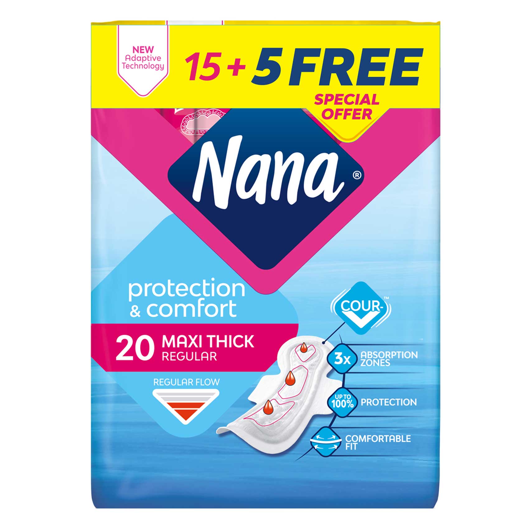 Buy Nana Thick Maxi Normal Duo 15Pads+ 5 Free Online | Carrefour