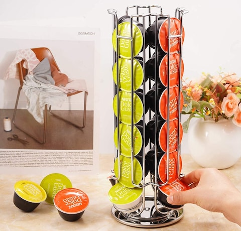 24 Capsule Coffee Pod Stand Rack Coffee Pod Holders for Nescafe Dolce Gusto 24 Pods Silver Online Carrefour UAE