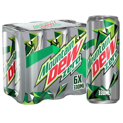 Mountain Dew Zero Sugar Free Soft Drink Can 330ml Pack of 6