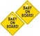 Rubik Baby on Board Car Sign, 2pcs Kids Safety Warning Sign with Suction Cup for Car Rear Window, Reflective Vehicle Car Signs (12x12cm)