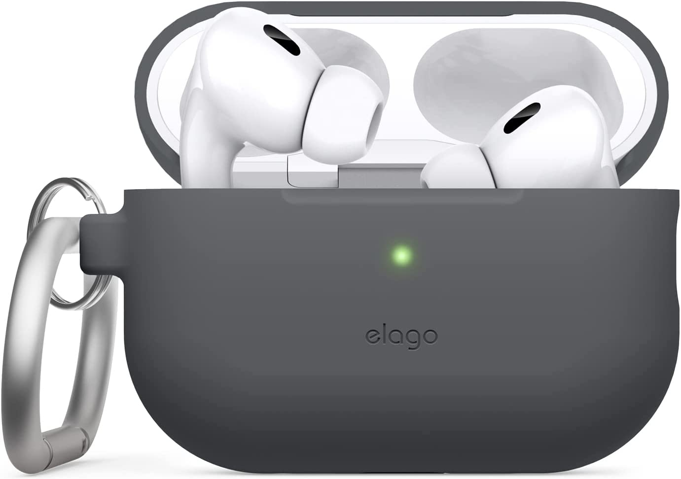 Elago Silicone Hang designed for Airpods Pro 2nd Gen (2022) case cover with Carabiner - Dark Grey