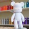 DIY CREATE YOUR OWN UNIQUE ACRYLIC FLUID POURING PAINT BEAR (9 inch - 23 cm) COMPLETE SET, colors: White, Light-Pink, Dark-Blue. Arts and Crafts, Customize Handmade Creative Birthday Gift