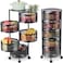 LIYING Multi-Layer Kitchen Storage Shelf, Rotatable Steel Rack ,4  Movable Wheels , Fruit Vegetable Snack Organizer Stand Household Shelf (5F, Black)