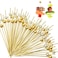 100PCS Cocktail Picks, Cocktail Toothpicks for Appetizers Picks, Bamboo Cocktail Skewers for Appetizers Wedding Party Toothpicks, Gold and Sliver