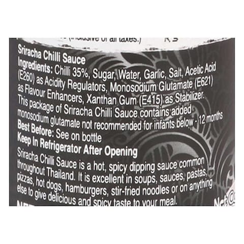 Real Thai Sriracha Extra Hot Chilli Sauce 240ml