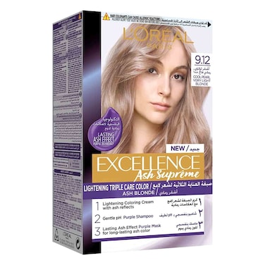 L&#39;Oreal Paris Excellence Ash Supreme Anti-Brass Permanent Hair Color 9.12 Cool Pearl Very Light Blonde 192ml