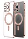 MagSafe Case Magnetic Clear Soft TPU Plating Case Wireless Charging Compatible Shockproof Camera Lens Protection For Apple iPhone 14 Pro Rose Gold