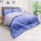 Hotel Linen Klub Reversible Down Alternative Comforter Set, Ultra Soft Brushed Stripe Microfiber Fabric, 200GSM Soft Fibersheet Filling, Size: Double 220 x 240cm, Purple &amp; Lt. Grey