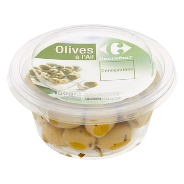Carrefour Pitted Green Olive Garlic 150G