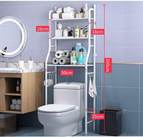 3 Layers Metal Shelf Over Toilet Space Saving Storage Rack For Bathroom