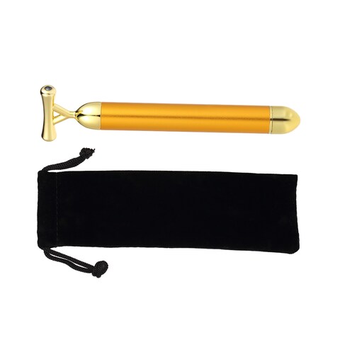 Generic-High Frequency Vibration 24K Gold Plated Energy Beauty Bar Massager Anti-aging Face Eye Wrinkle Eraser Firming Roller Stick