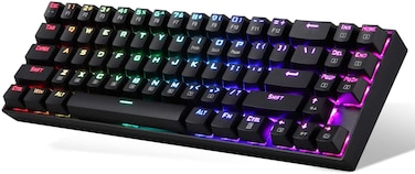 Redragon Wireless Mechanical Gaming 60% Compact, 70 Key Tenkeyless, RGB Backlit Computer Keyboard With Red Switches For Windows PC Gamers