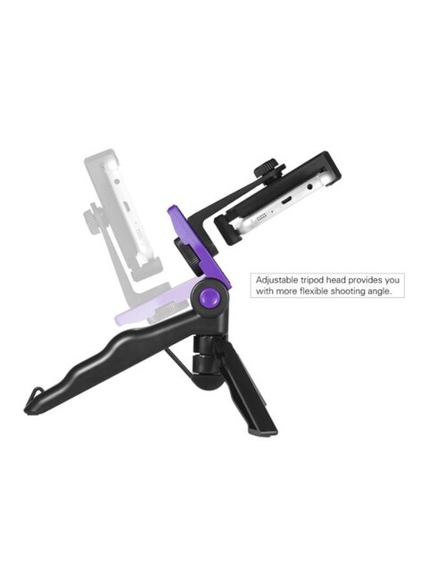Generic - Universal Phone Tripod Stand With Adjustable Smartphone Clip Holder Bracket Black/Purple