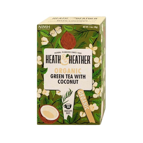 Heath &amp; Heather Organic Green Tea &amp; Coconut - 20 Tea Bags