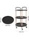 3 Tier Rolling Utility Cart Shelf with Wood Tray Handle Wheels Black