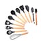 decdeal-Silicone Kitchen Utensil Set 11 Pcs Beech Wooden Handle Heat-Resistant Non-Stick Spoon Spatula Ladle Cooking Tools