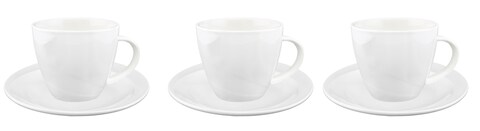 Shallow Bone China Tiffany Cup and Saucer Set, White, 220 ml, JX113-C002-02, 3 Pcs Set