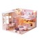 Generic - DIY Miniature Dollhouse Kit Realistic 3D Wooden House Room Craft with Furniture LED Lights(Pink House)