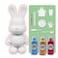BUNNY MONEY SAVER FIGURINE (9 inch - 23 cm) ACRYLIC DRIP POURING PAINT DIY SET Colors: Light-Blue, Gold, Rose-Red.
