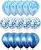 Party Time 15 Pieces Set Chrome Latex Confetti Balloons 12 Inches for Birthday Party | Wedding Decoration, Anniversary, Bridal and Baby Shower (Blue)