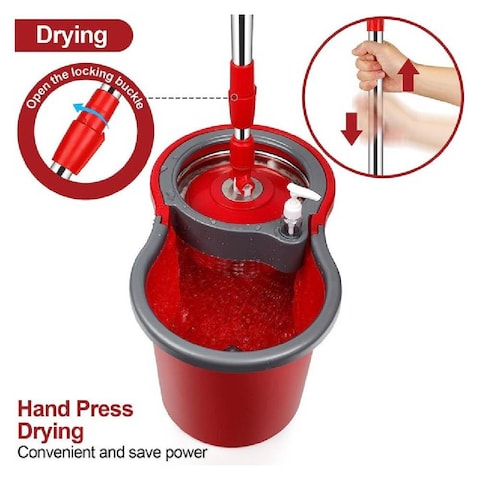 HYX Spin Mop With Bucket For Floor Cleaning, Microfiber Mops and Bucket with Wringer Set, Adjustable Handle, 360 Spinning Mop For Wet &amp; Dry Use