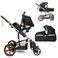 Aiwanto 3 in 1 Baby Stroller Luxury Pram Baby Stroller Lightweight Stroller Baby Push Chair Baby Carry Box Infant Stroller (Black)