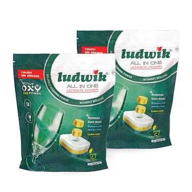 Ludwik Dishwasher Tablets - Lemon Scent - 27 Tablets - 2 Packs