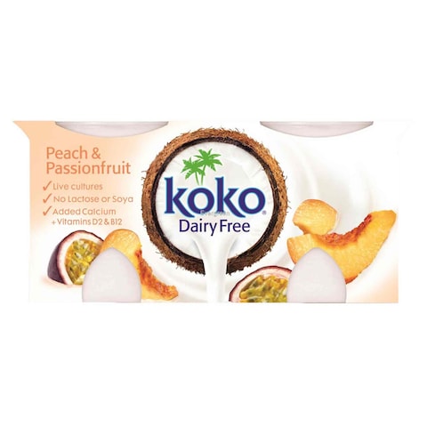 Koko Yogurt Coconut Peach &amp; Passion Fruit Dairy Free 125g x 2 Pieces