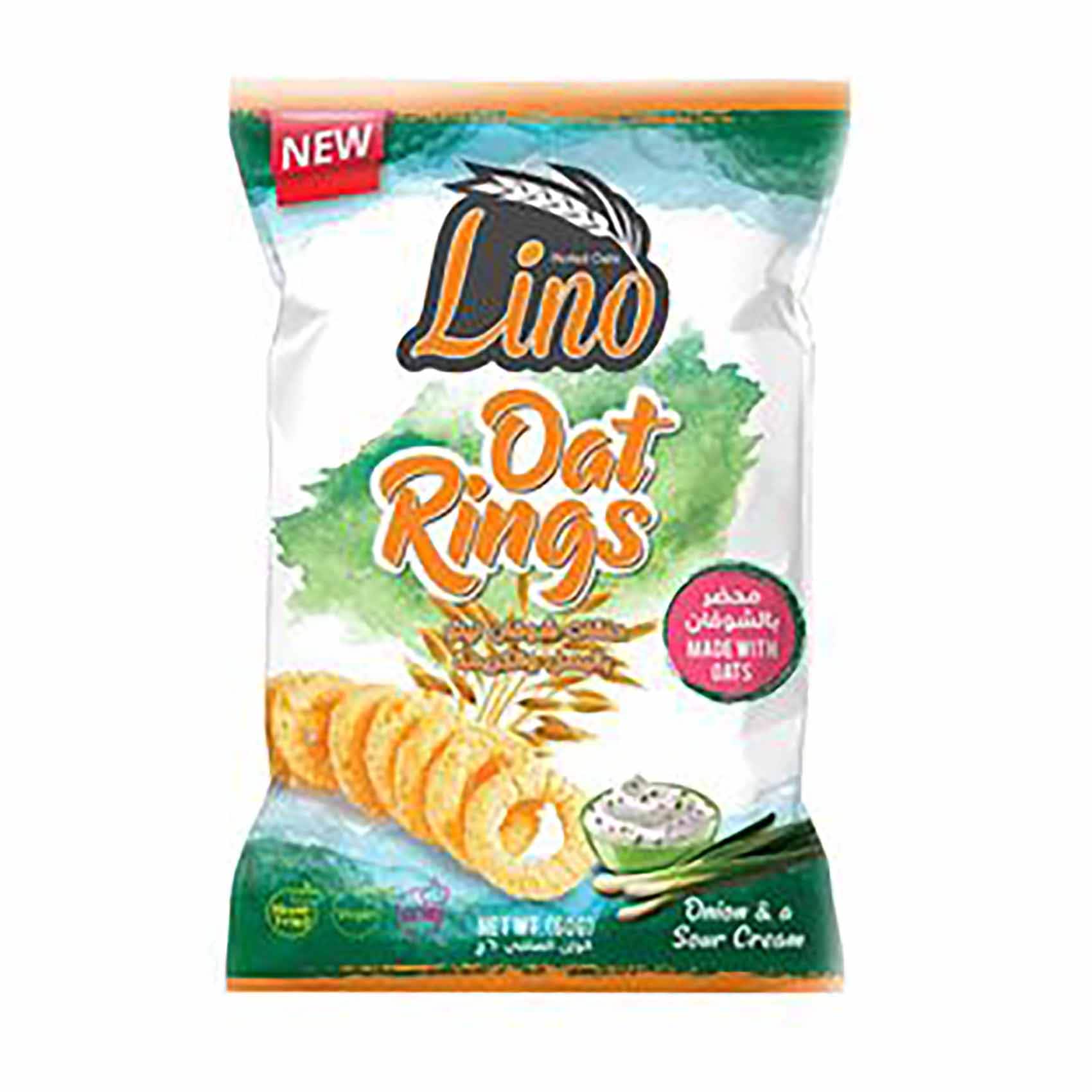 Lino Oat Snacks – Onion and Sour Cream Flavor – 60 gram Lino Oat Snacks – Onion and Sour Cream Flavor – 60 gram