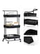 Roman Gifts 3-Tier Utility Cart Rolling Storage Shelf With Handles 2 Lockable Wheels Black 86X42X30cm