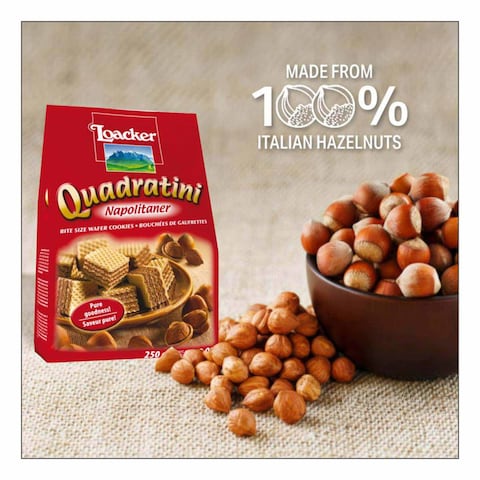 Loacker Quadratini Napolitaner Mini Wafer With Hazelnut Cream - 250 gm