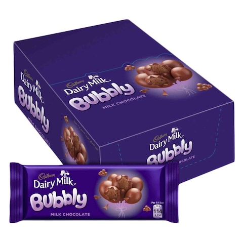 Cadbury Dairy Milk Bubbly Chocolate Bar - 87 gram - 12 Pieces