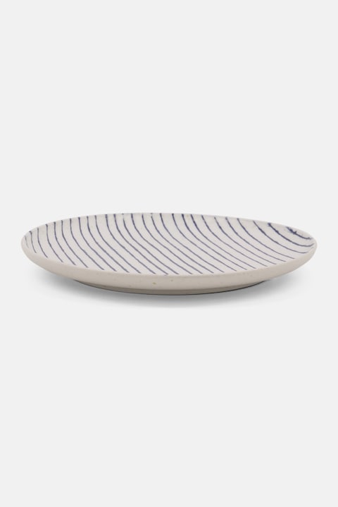 Muy Mucho Dessert Plate With Rib Exterior 21 D cm, Light Grey/Navy