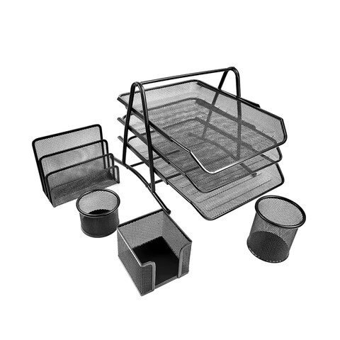 Maxi Mesh Executive Desk Organizer Set Black 5 PCS