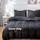 Luna Home Premium Single Size 4 Pieces Bedding Set Without Filler, Plain Black Color