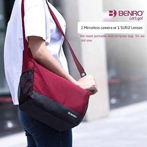 Benro Fsm30Red Freeshoot Messenger Professional Camera Bag Light Gray, Camera Case Compatible For Sony Canon Nikon Camera And Lenses